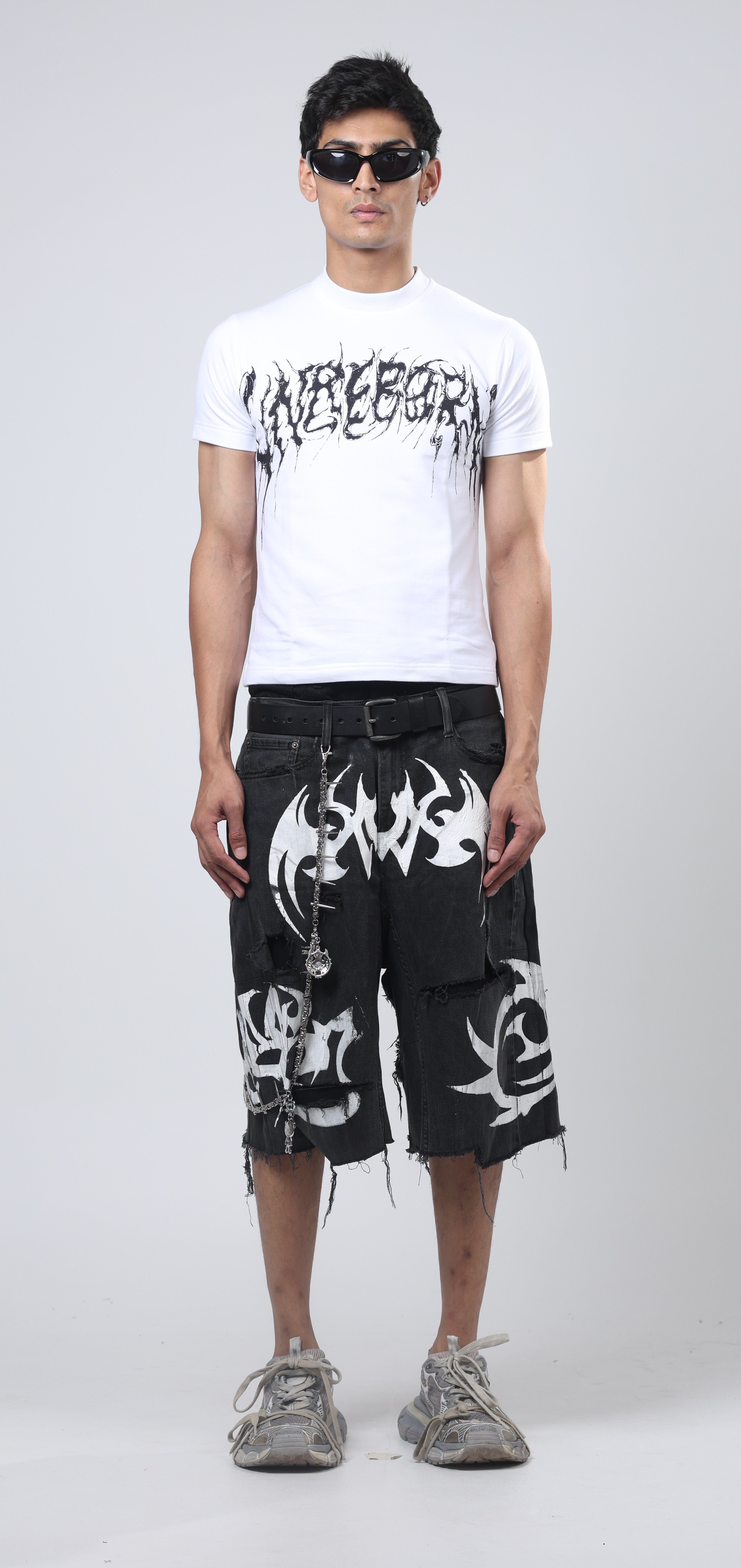 Nu Metal Denim Jorts Double Belt Black