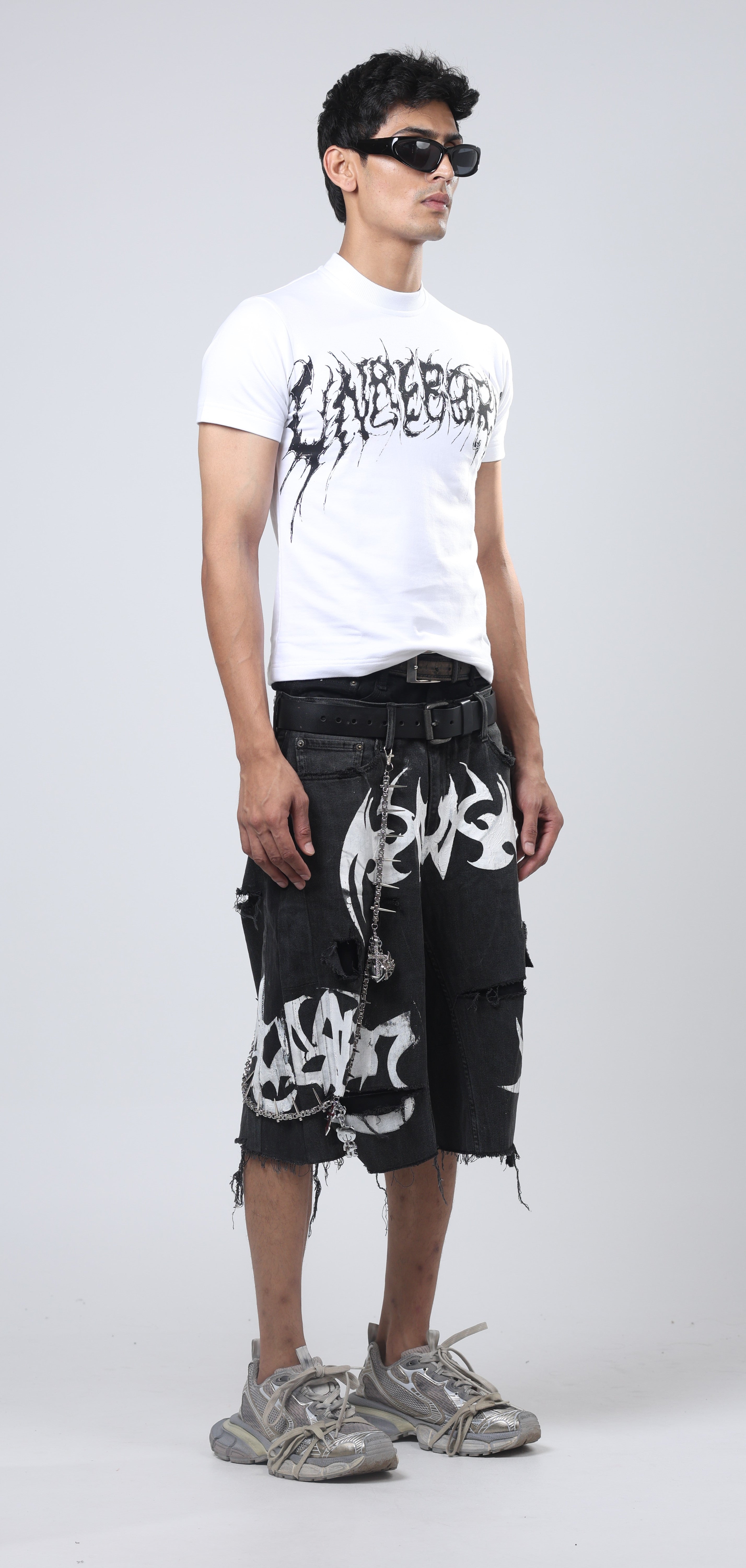 Nu Metal Denim Jorts Double Belt Black