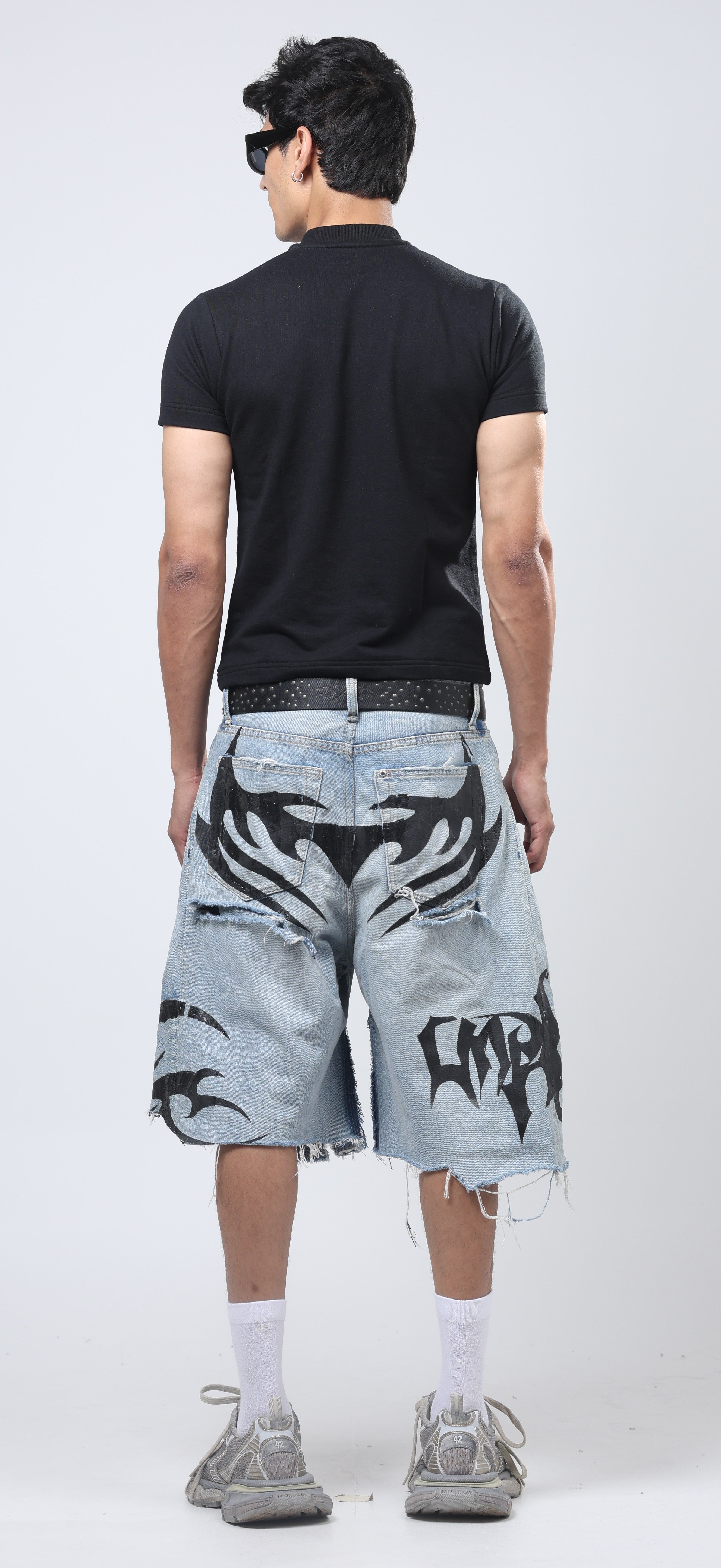 Nu Metal Denim Jorts Double Belt Blue