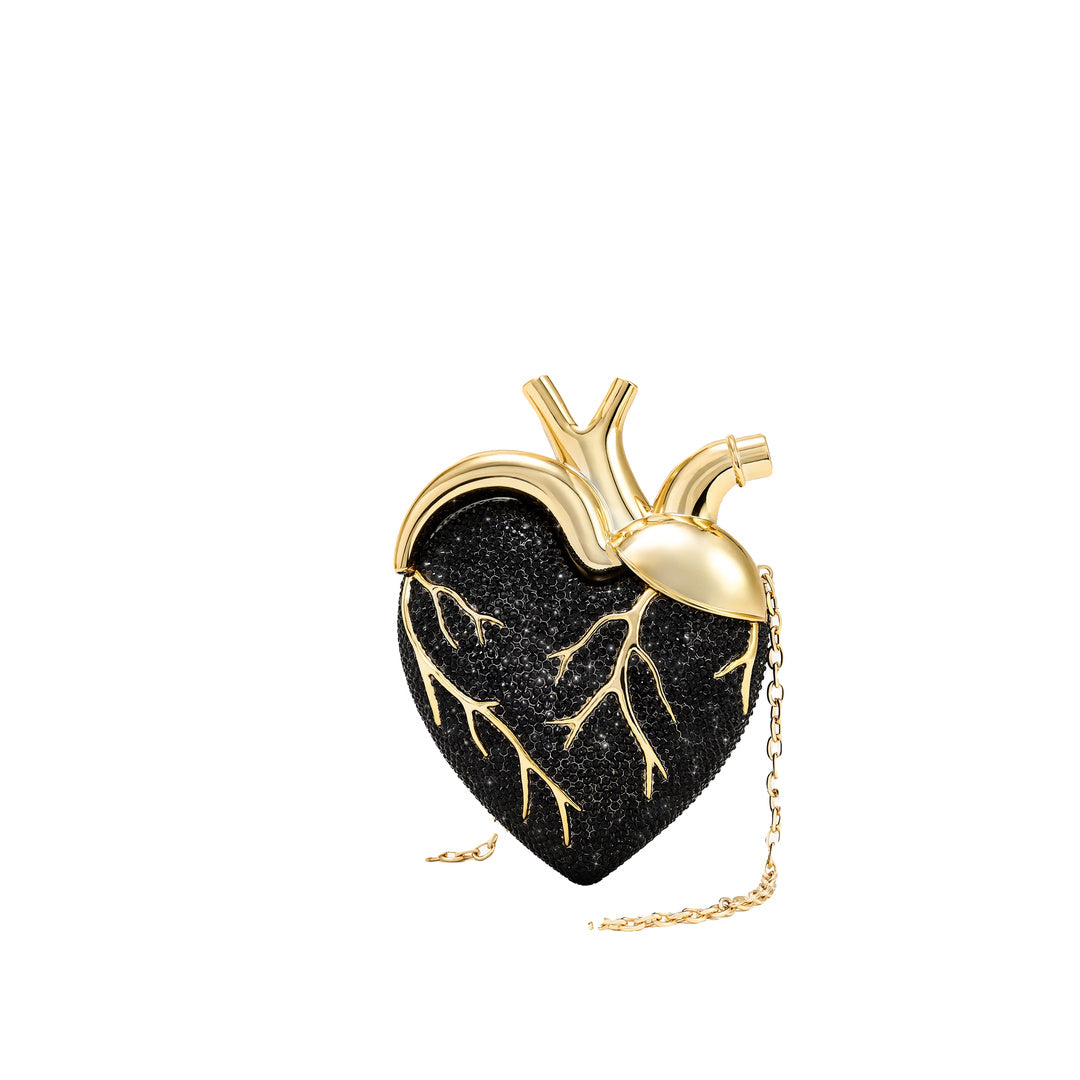 JW PEI Maren Artificial Crystal Heart Shaped Bag - Black Gold