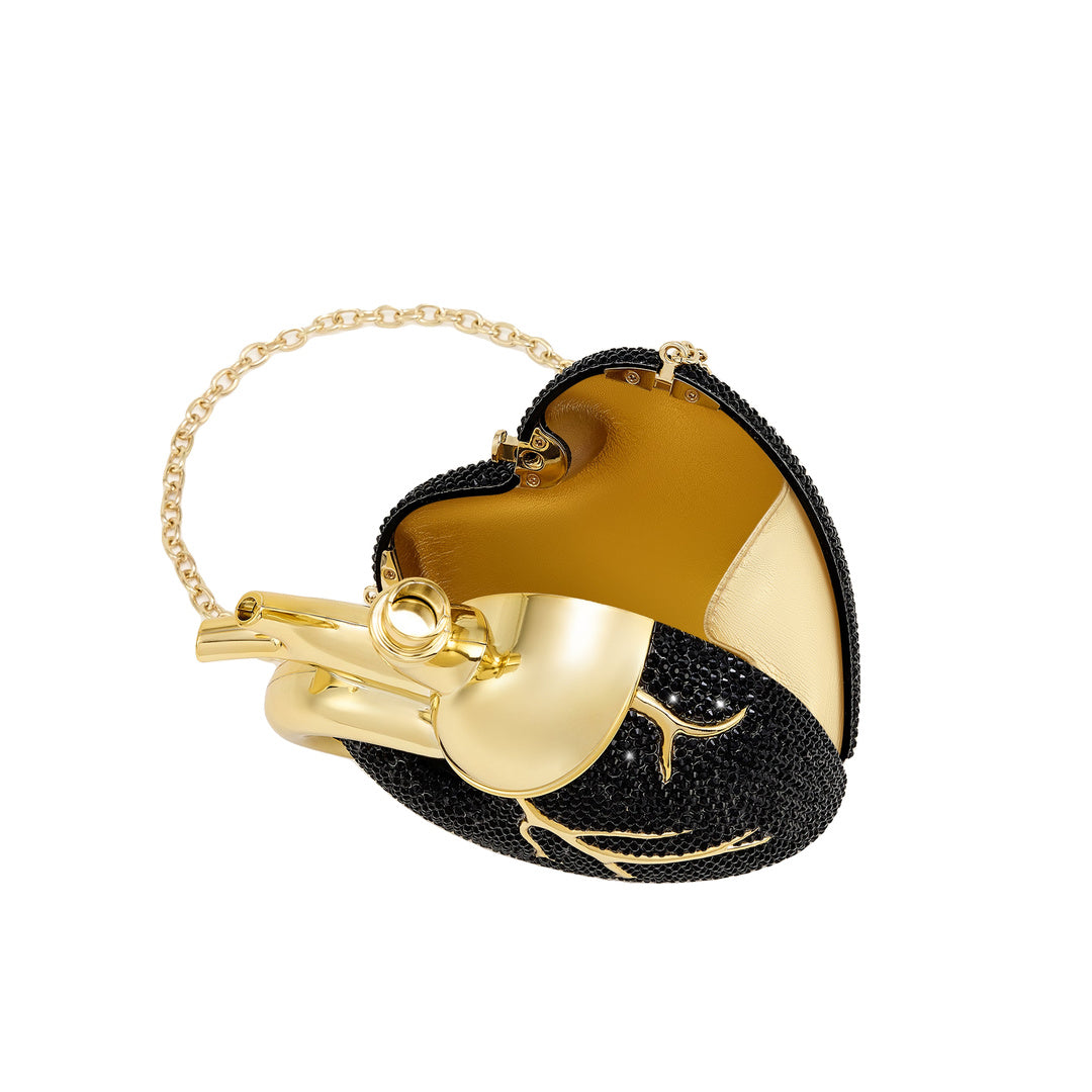 JW PEI Maren Artificial Crystal Heart Shaped Bag - Black Gold