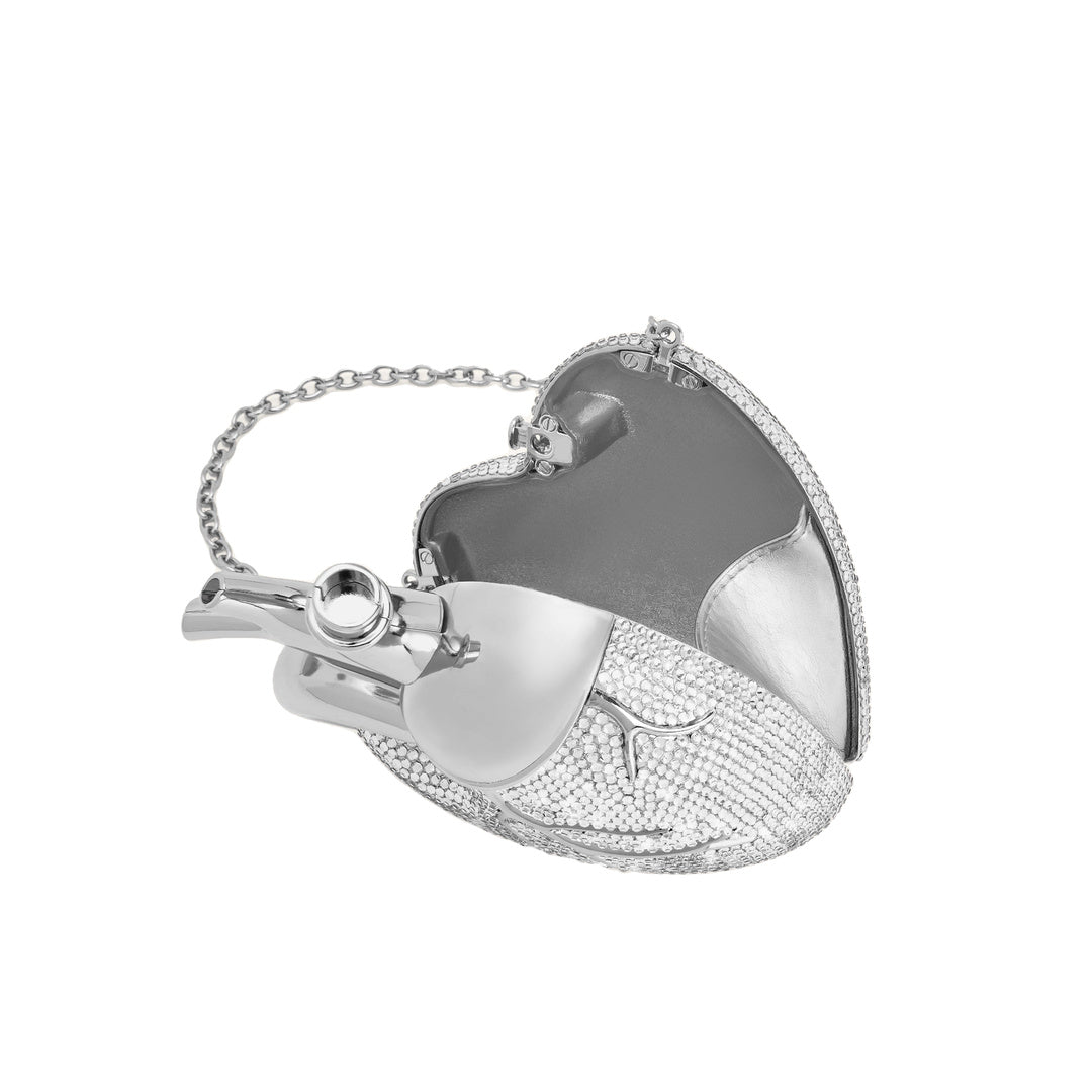JW PEI Maren Artificial Crystal Heart Shaped Bag - Silver