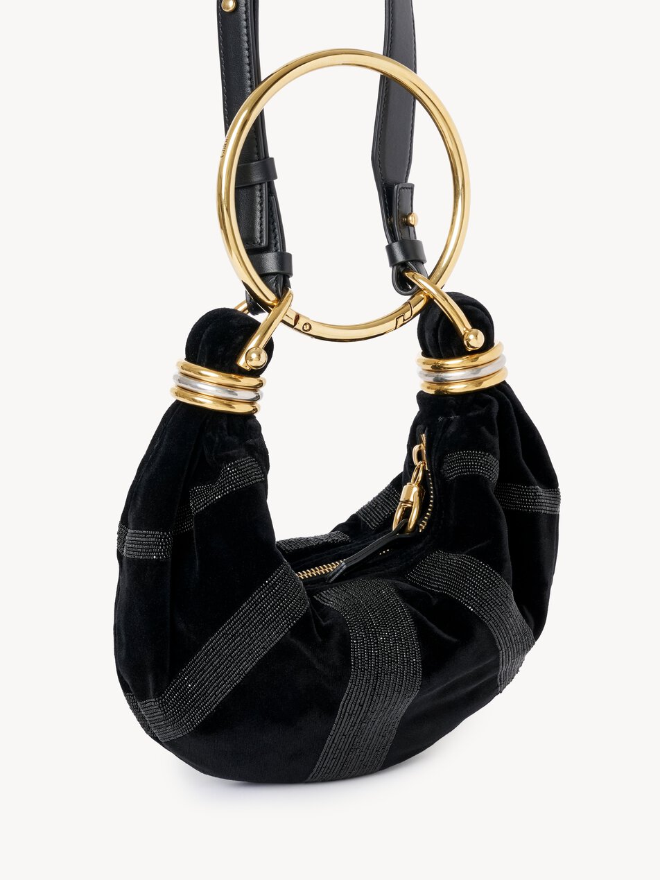 CHLOE Mini Bracelet Hobo bag in suede leather Black