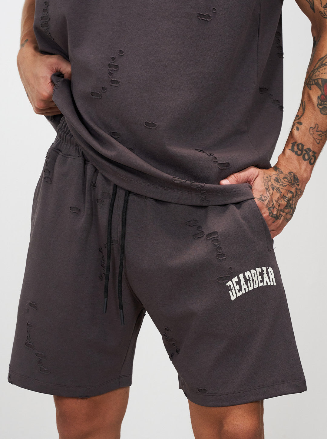 Distressed Ash Grey Shorts