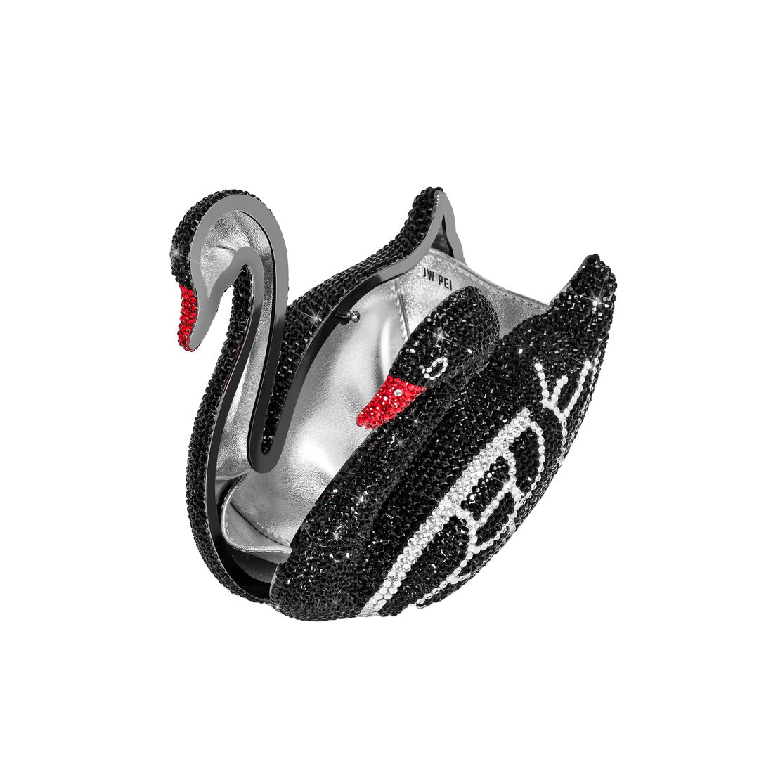 JW PEI Kinsley Crystal Swan Clutch - Black