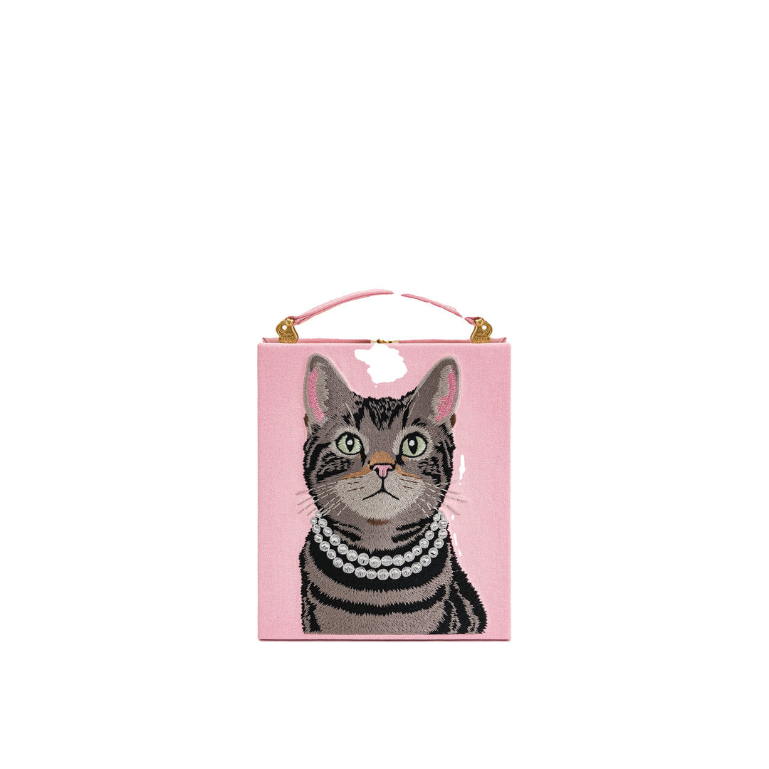 JW PEI Taya Tabby Cat Pattern Book Shape Clutch Bag - Pink
