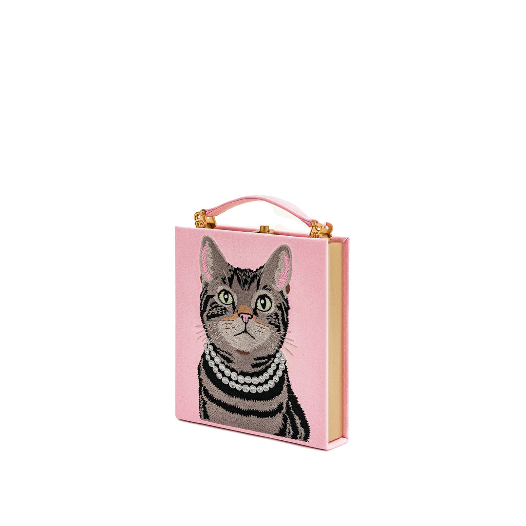 JW PEI Taya Tabby Cat Pattern Book Shape Clutch Bag - Pink