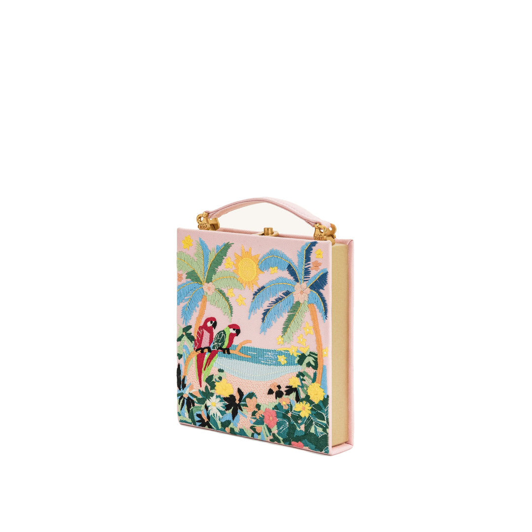 JW PEI Taya Tropical Parrot Pattern Book Shape Clutch Bag - Pink