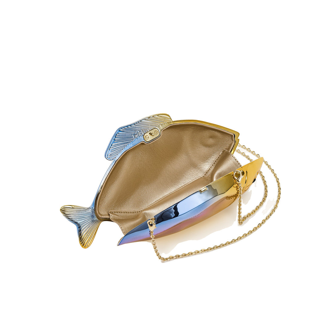 JW PEI Fish Shaped Clutch - Gold/Blue