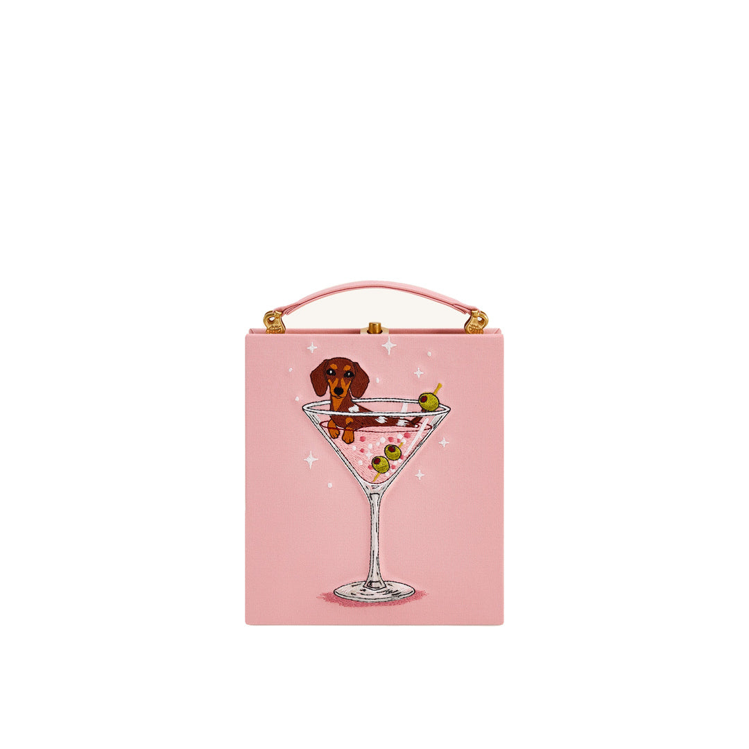 JW PEI Taya Wine Glass Puppy Pattern Book Shape Clutch Bag - Pink