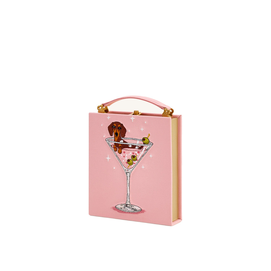 JW PEI Taya Wine Glass Puppy Pattern Book Shape Clutch Bag - Pink