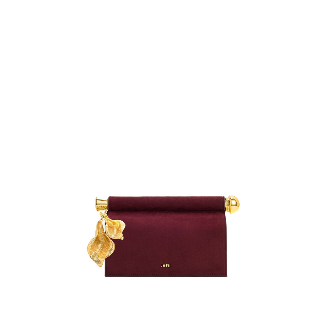 JW PEI Holly Faux Suede Metal Pendant Embellished Clutch - Reddish Brown