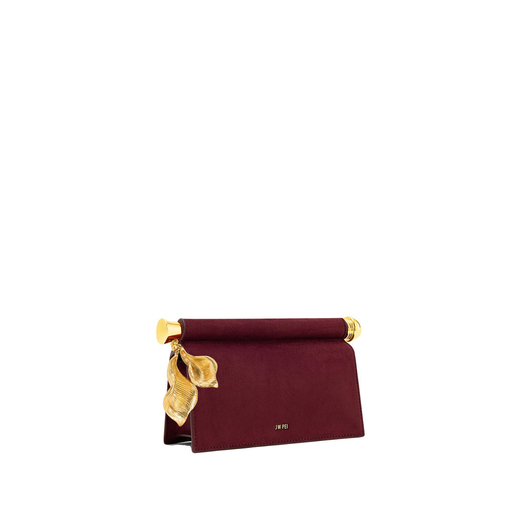 JW PEI Holly Faux Suede Metal Pendant Embellished Clutch - Reddish Brown