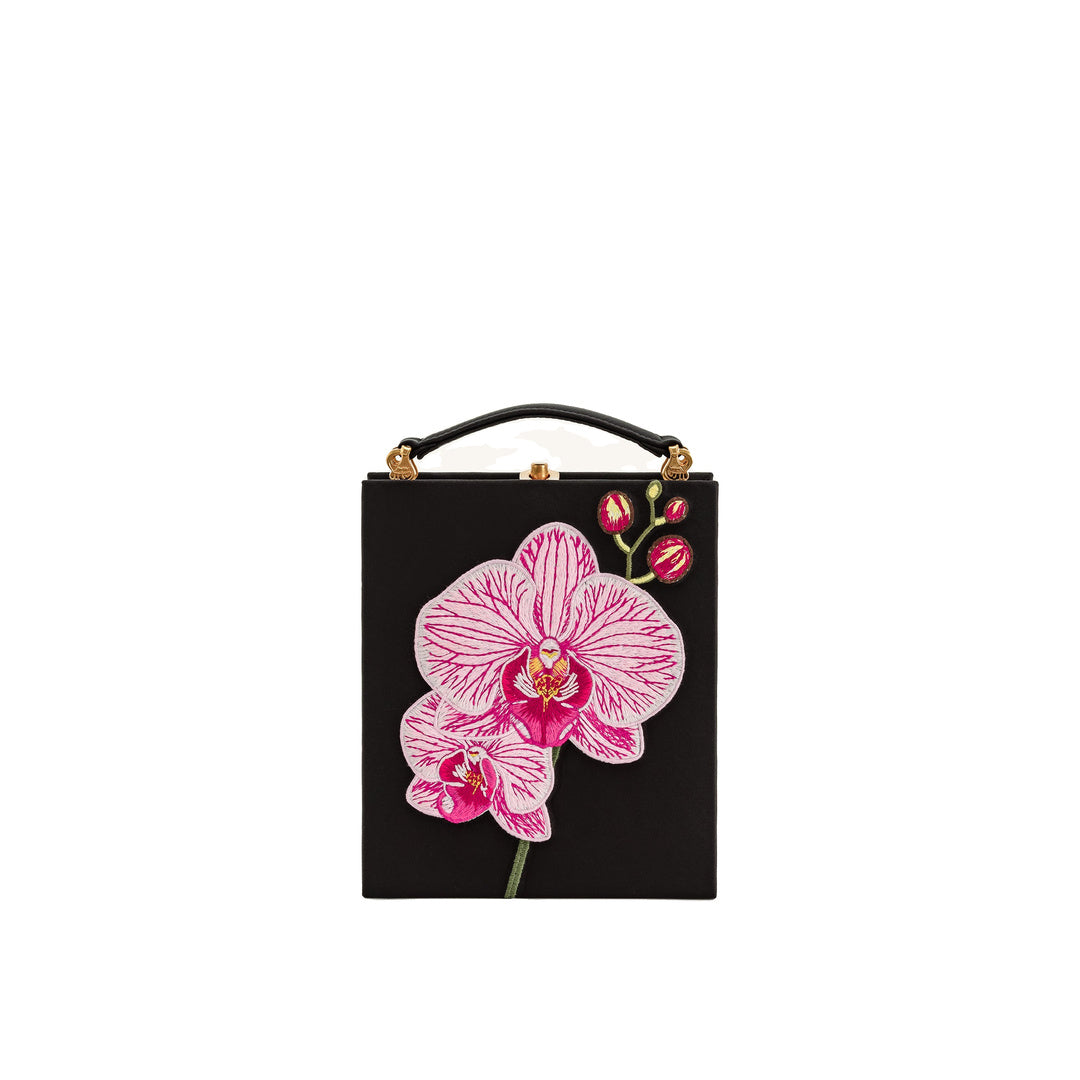 JW PEI Taya Orchid Motif  Book Shape Clutch Bag - Black