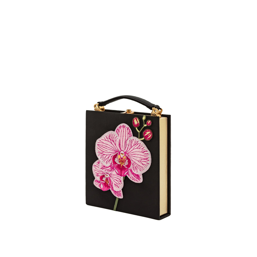 JW PEI Taya Orchid Motif  Book Shape Clutch Bag - Black