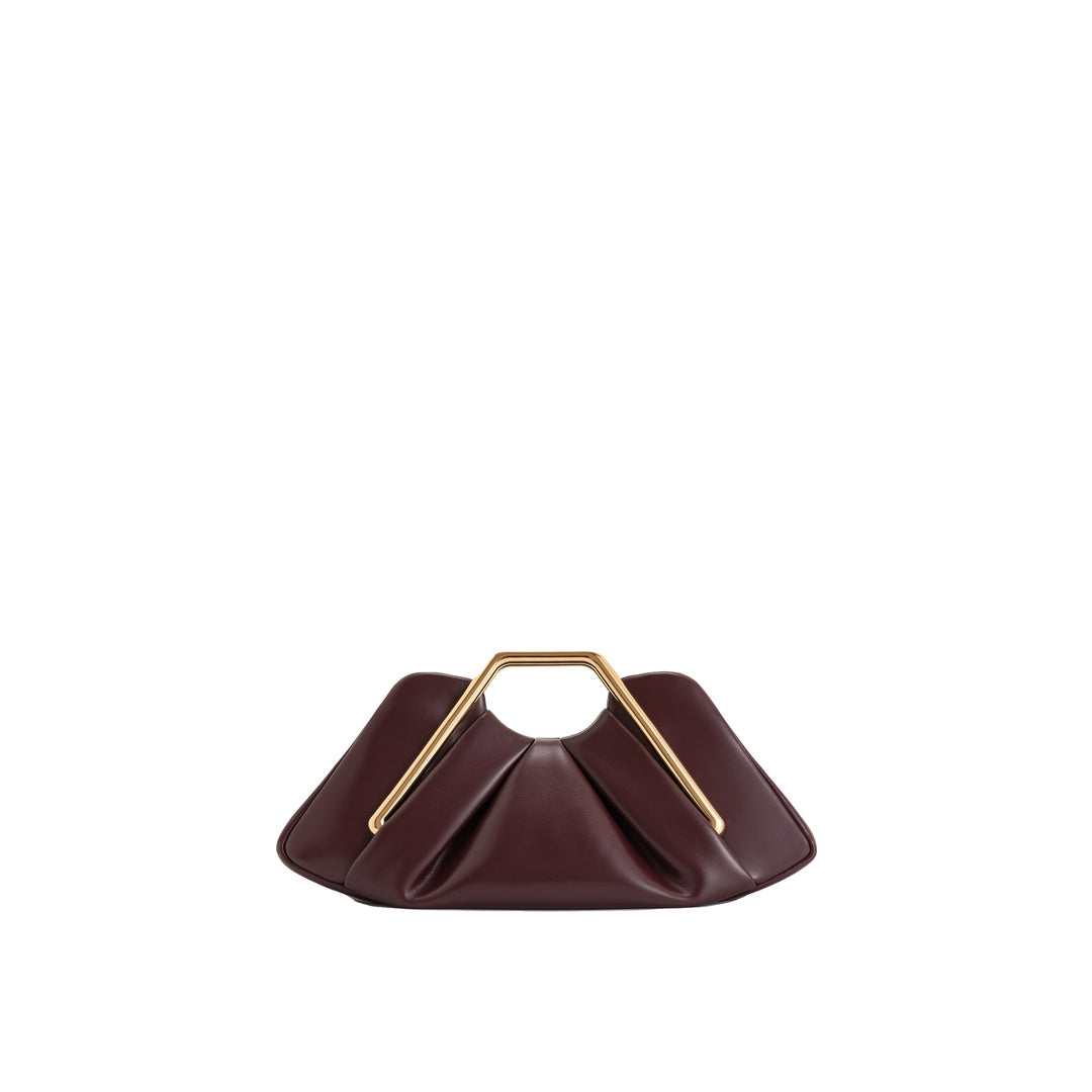 JW PEI Lila Metal Frame Clutch - Burgundy