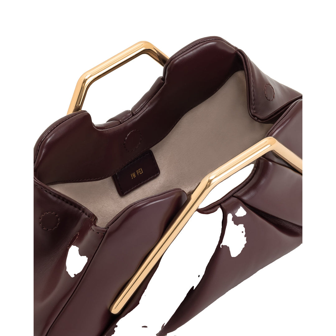 JW PEI Lila Metal Frame Clutch - Burgundy