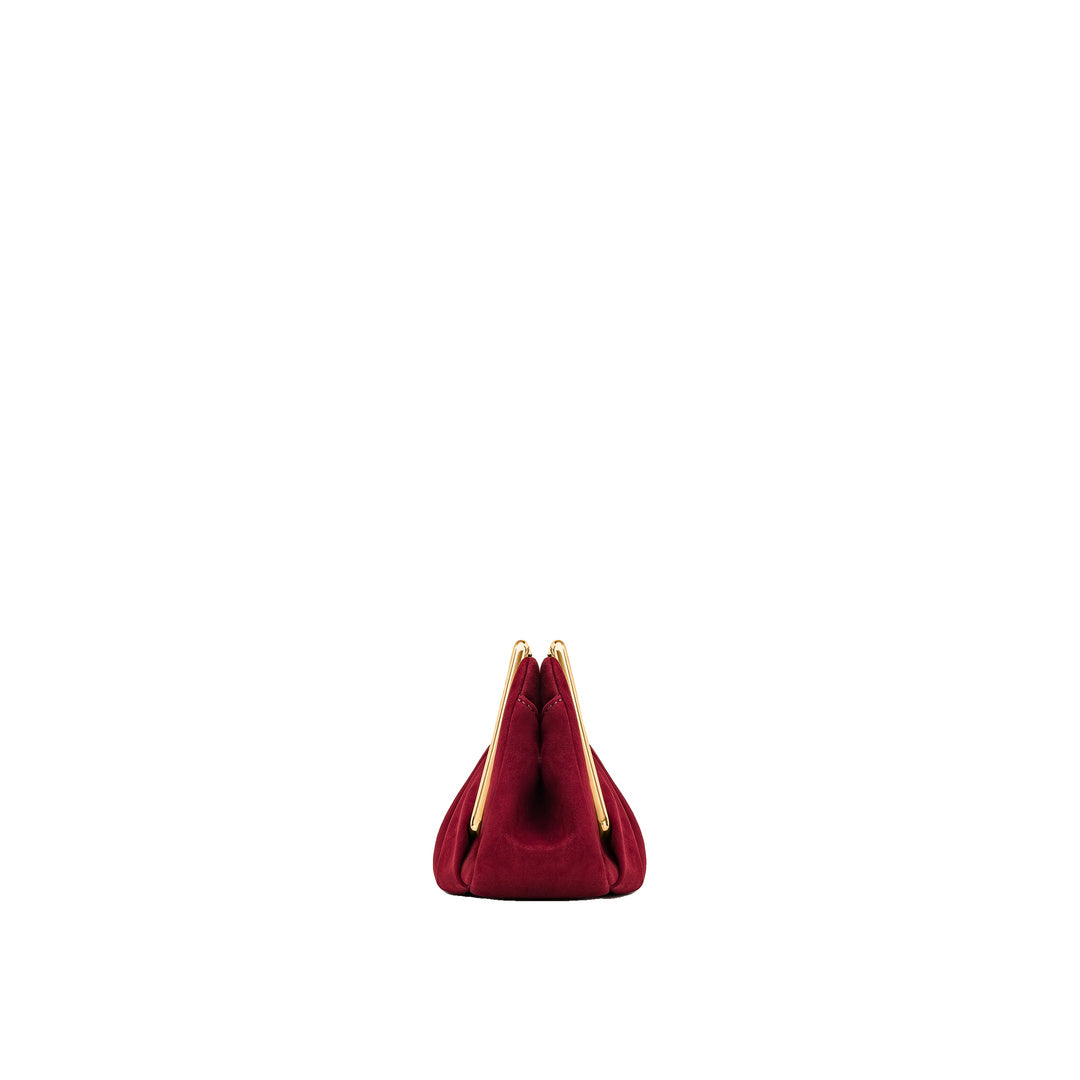 JW PEI Lila Faux Suede Metal Frame Clutch - Red