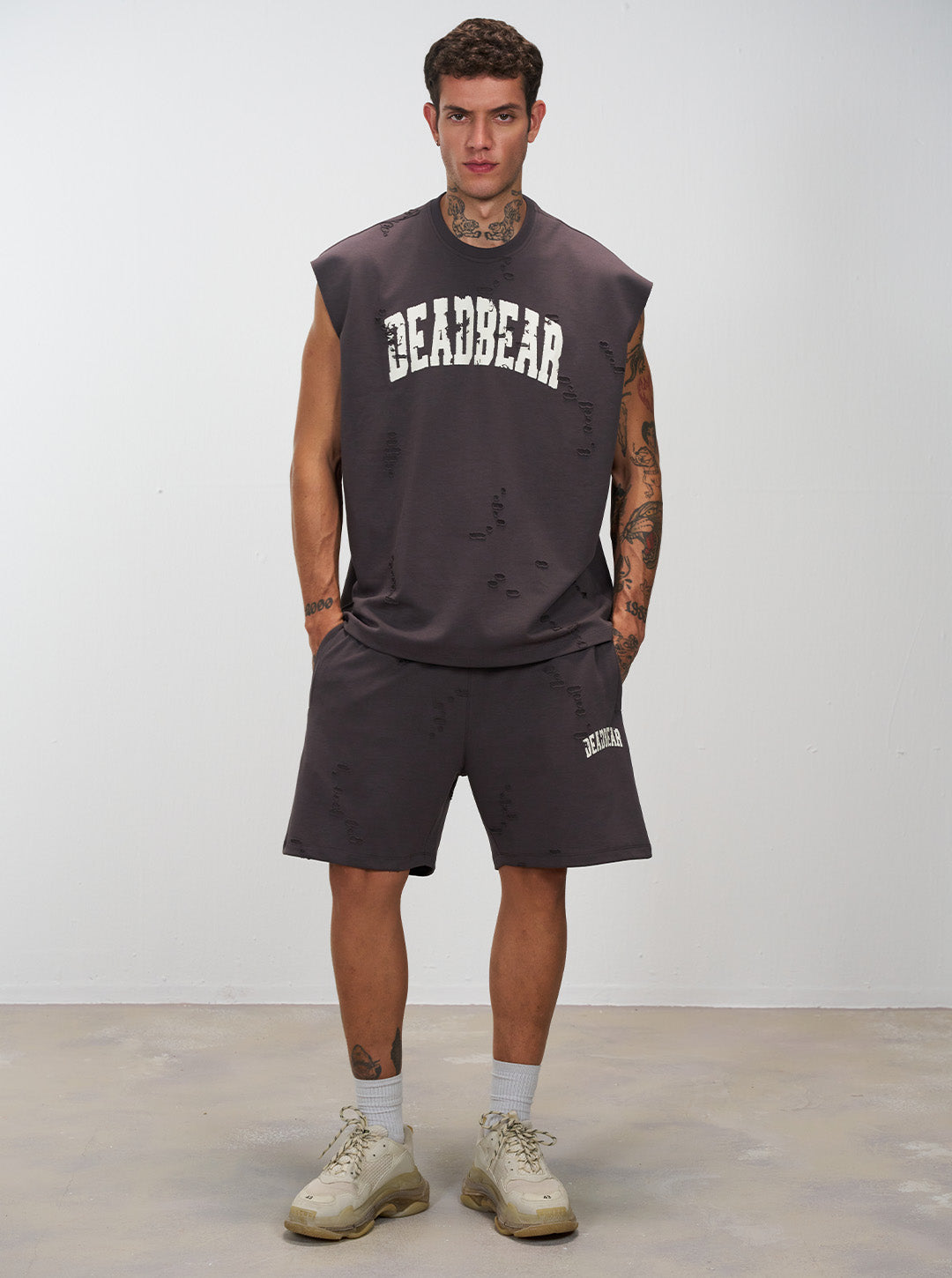 Distressed Ash Grey Shorts