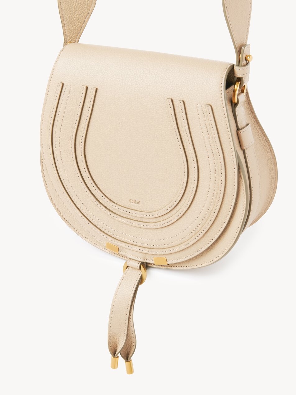 CHLOE Marcie saddle bag in grained leather Sweet Beige
