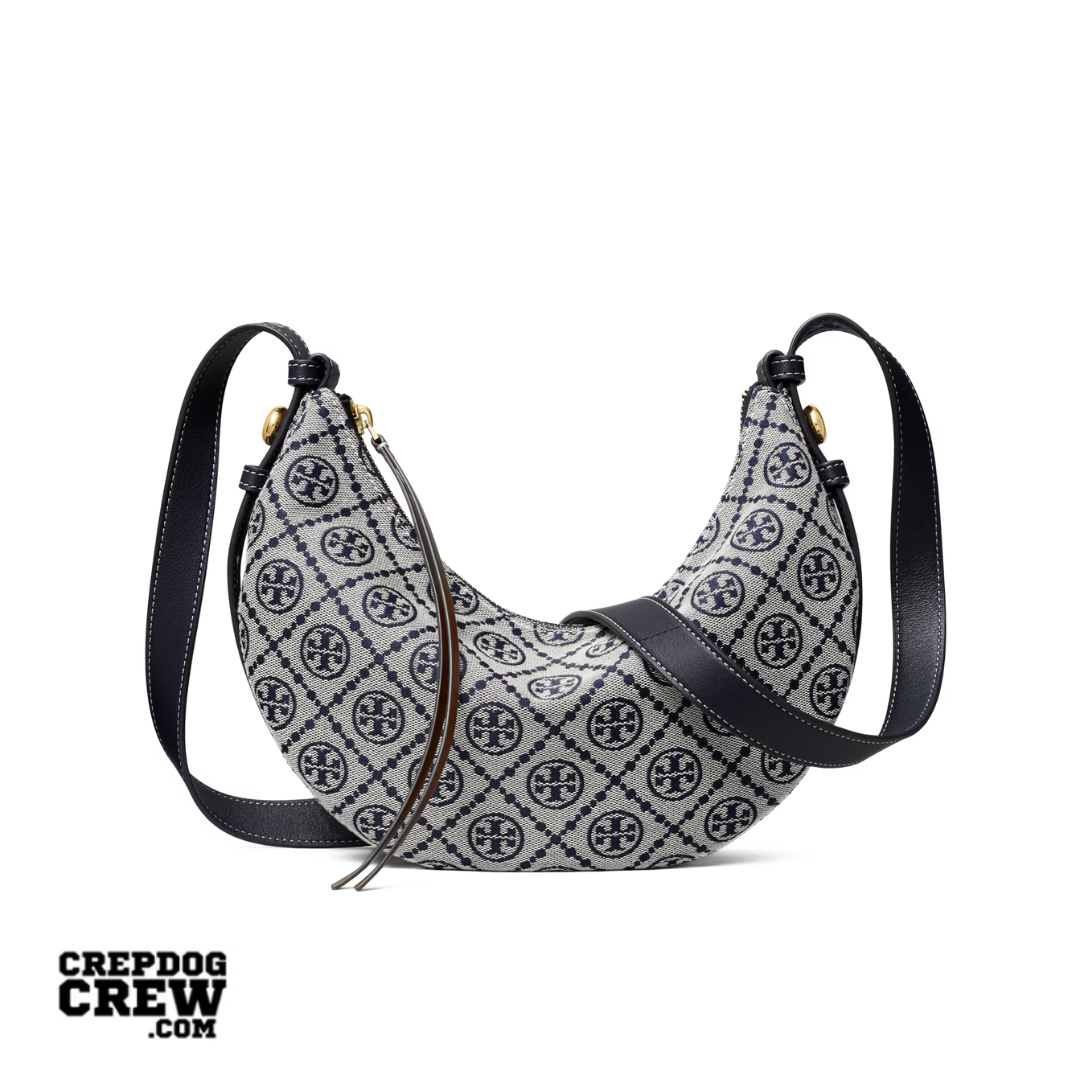 TORY BURCH T MONOGRAM ROMY HALF MOON BAG tory navy