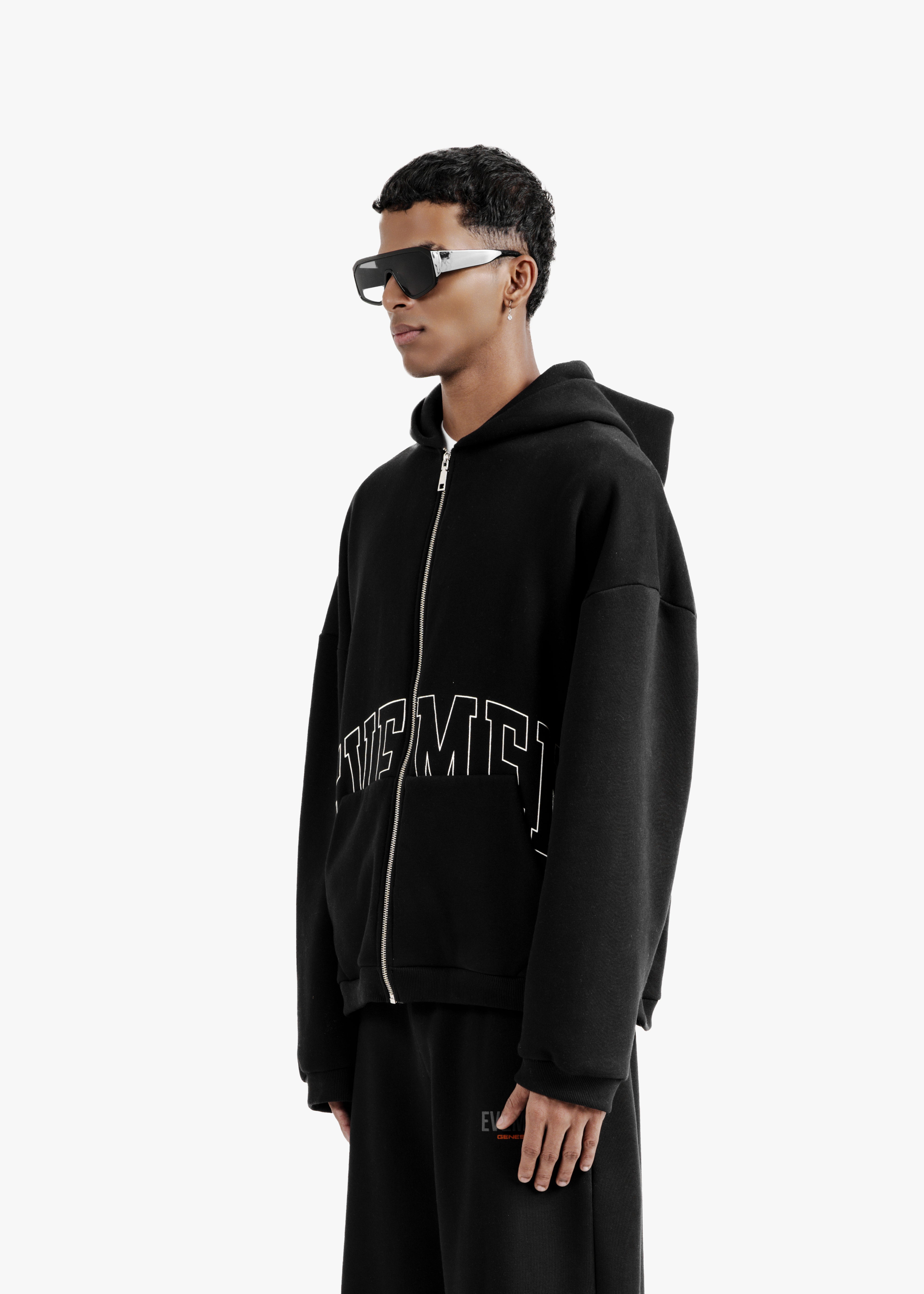 genesis boxy zip through hoodie