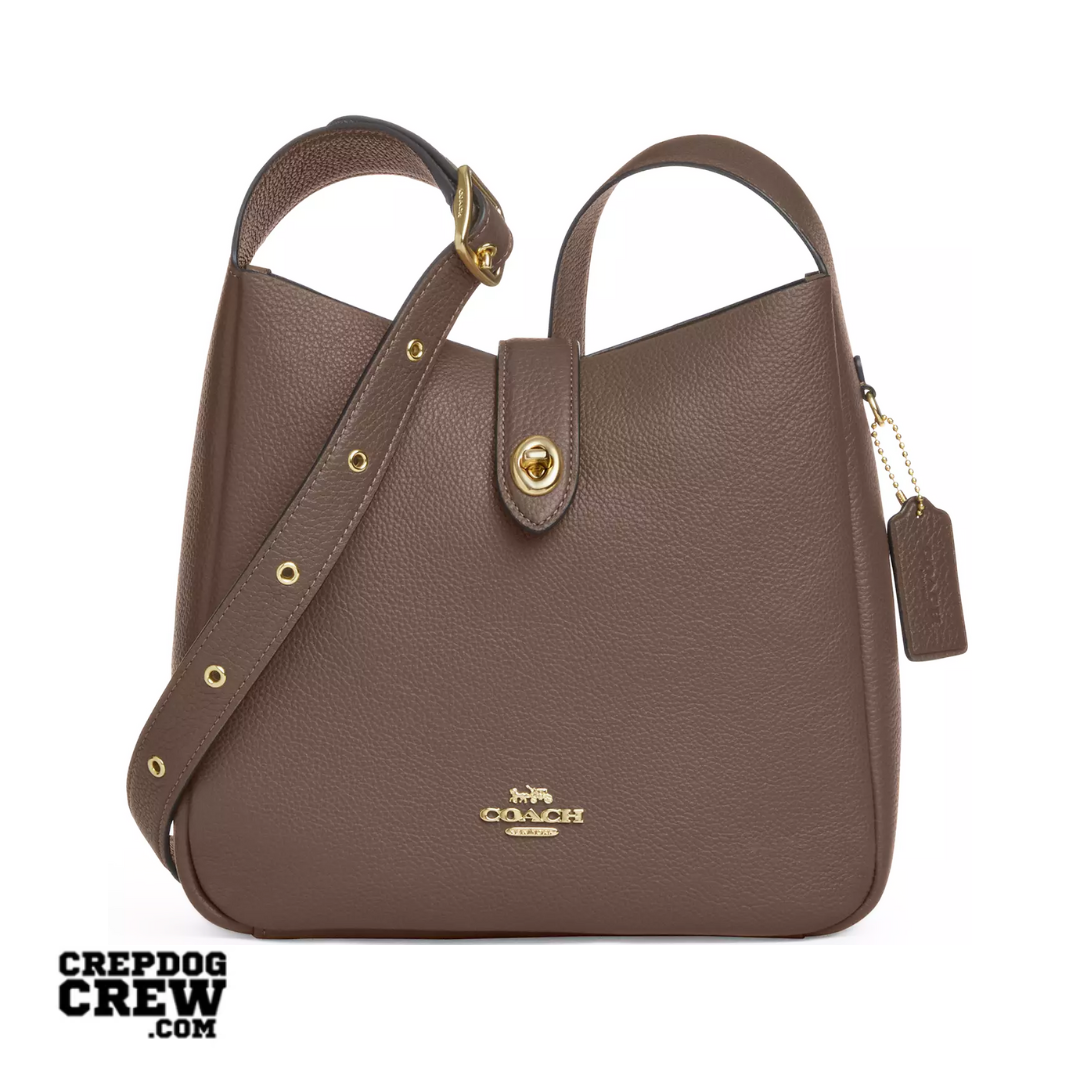 COACH Hadley Convertible Crossbody Bag pebbled leather Gold Dark Stone