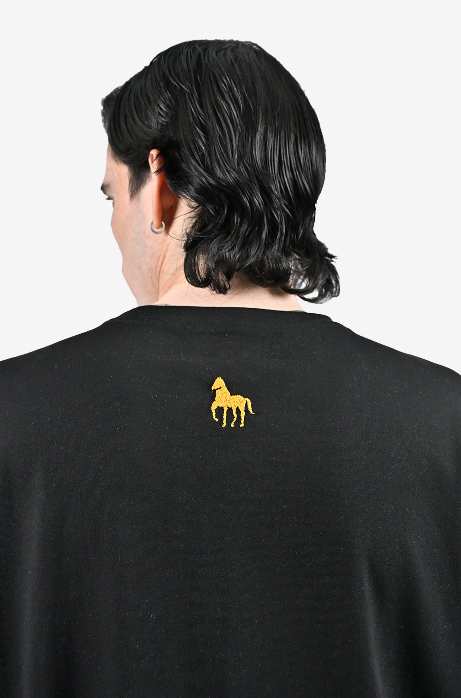 Tata Sierra x HUEMN hand-embroidered horse t-shirt