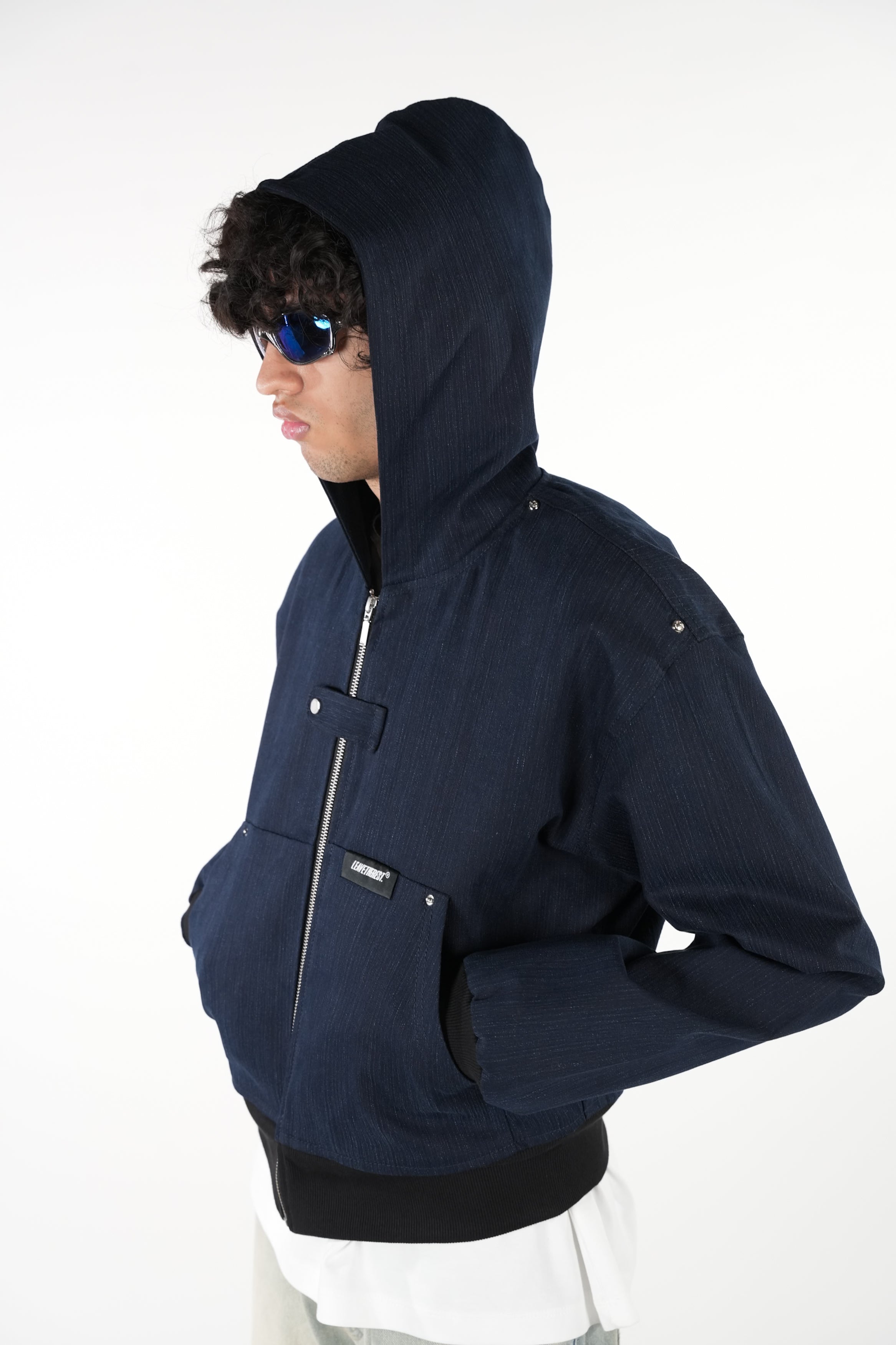 Black/Blue Slub Denim Hoodie RTW