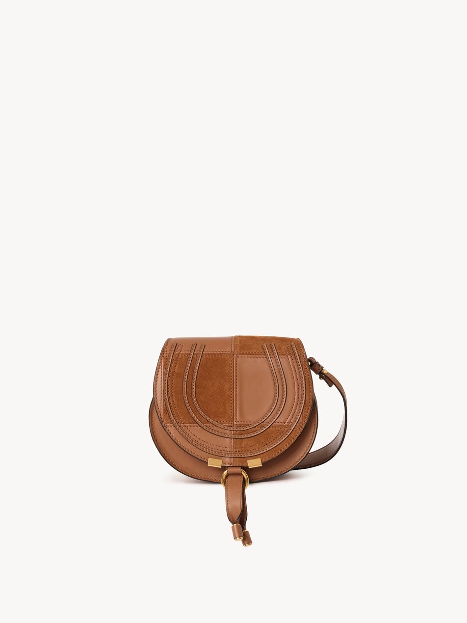 CHLOE Small Marcie saddle bag in grained & suede leather Dusty Tan