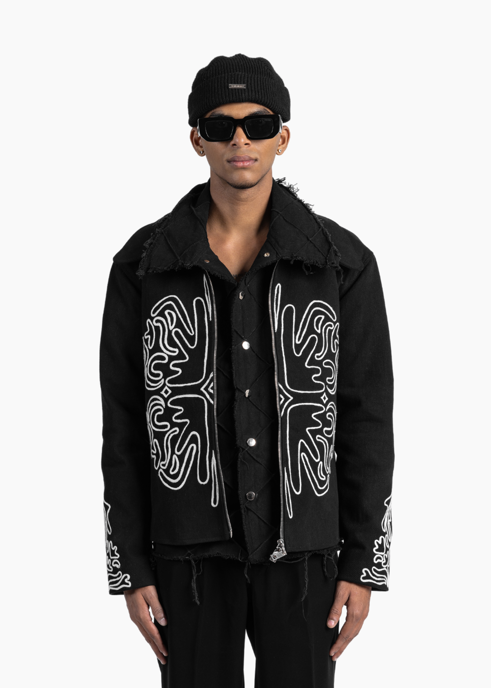 CHAIN STITCH JACKET - BLACK