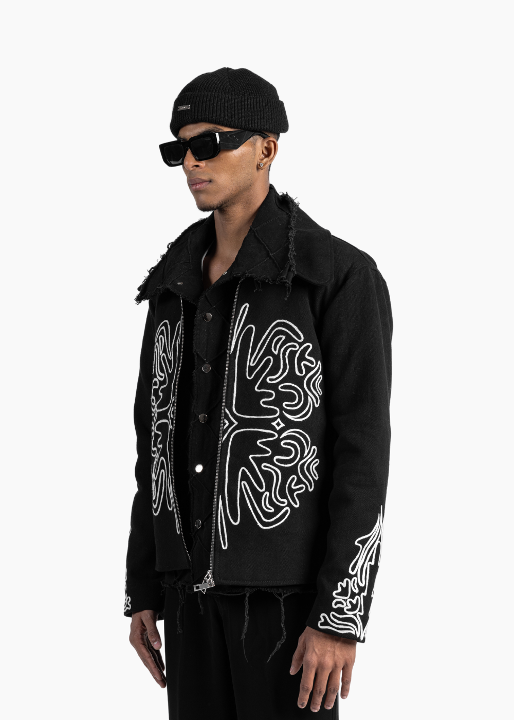 CHAIN STITCH JACKET - BLACK