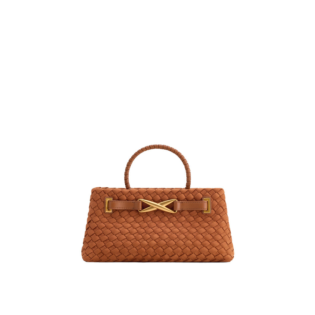 JW PEI Elora Faux Suede Woven Tote Bag - Brown