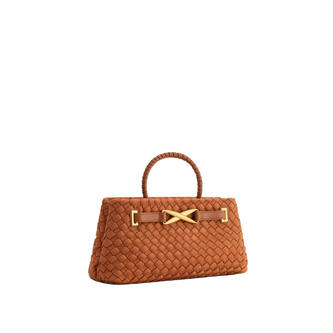 JW PEI Elora Faux Suede Woven Tote Bag - Brown