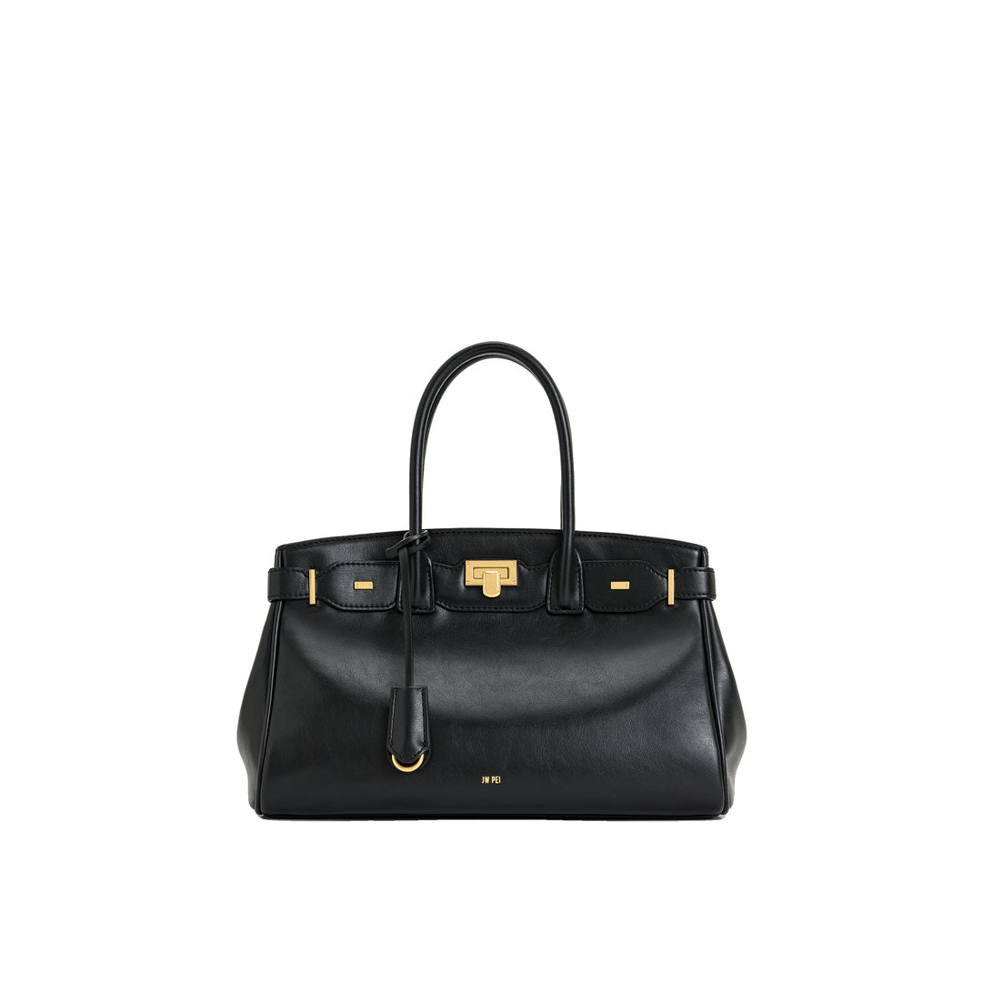 JW PEI Ziva Metal Lock Decoration Tote Bag - Black