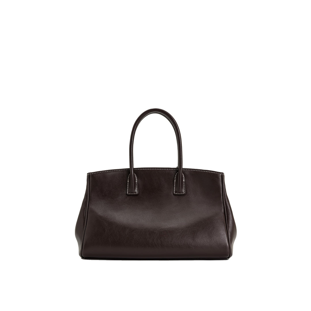 JW PEI Ziva Metal Lock Decoration Tote Bag - Dark Brown