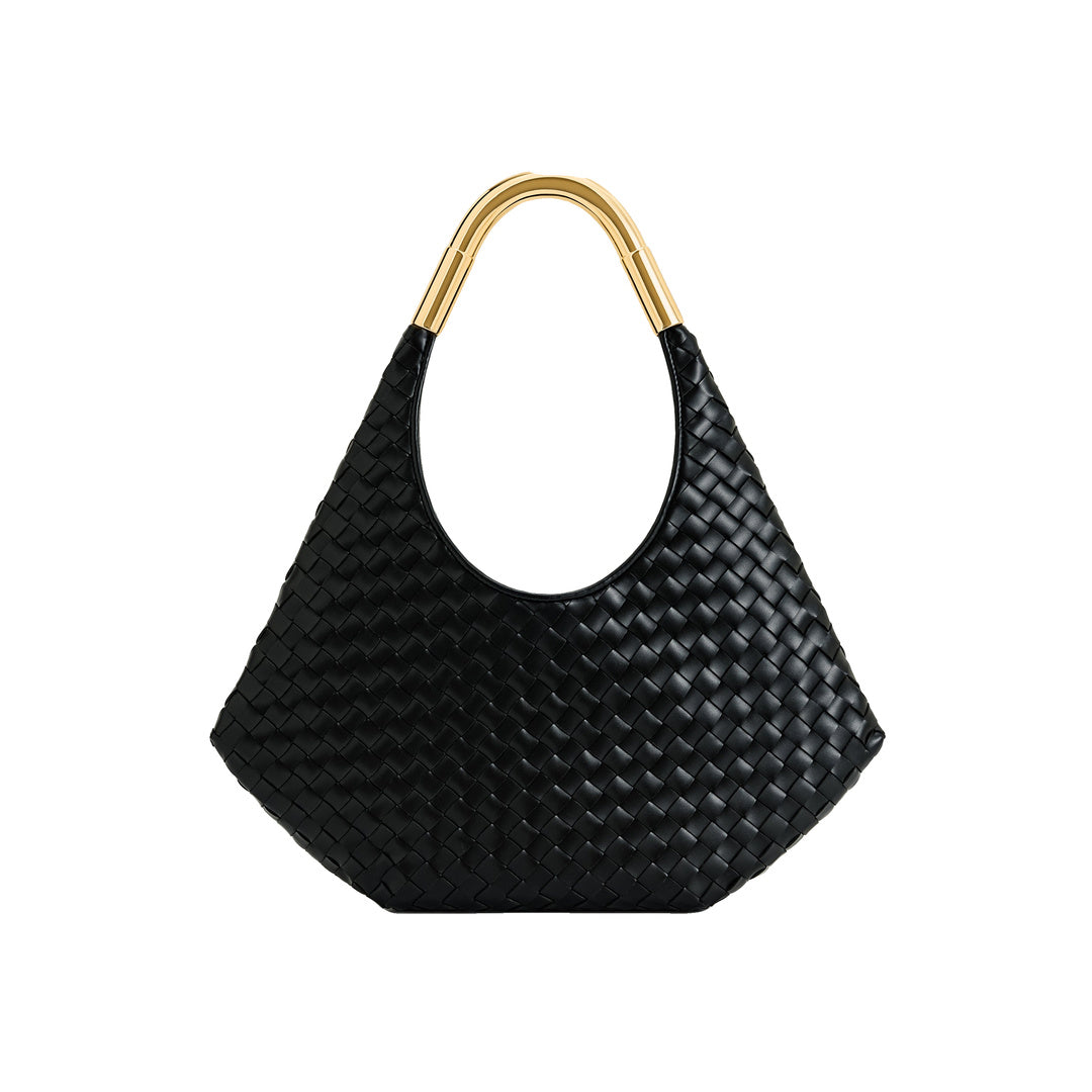 JW PEI Olivia Hand-Woven Metal Handle Hobo Bag - Black