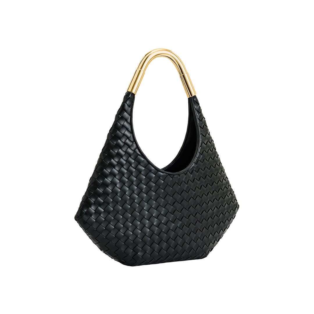 JW PEI Olivia Hand-Woven Metal Handle Hobo Bag - Black