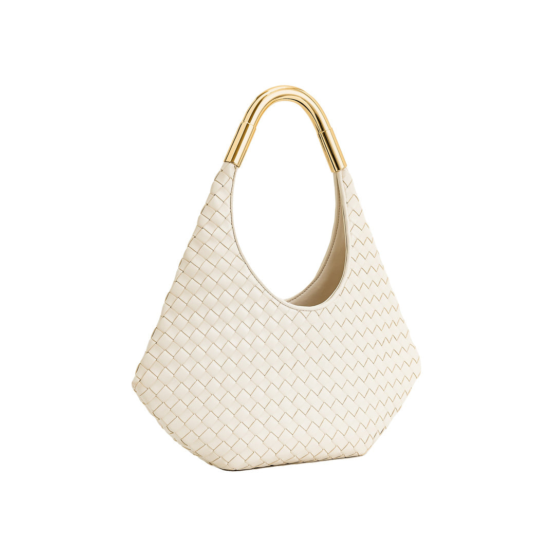 JW PEI Olivia Hand-Woven Metal Handle Hobo Bag - White