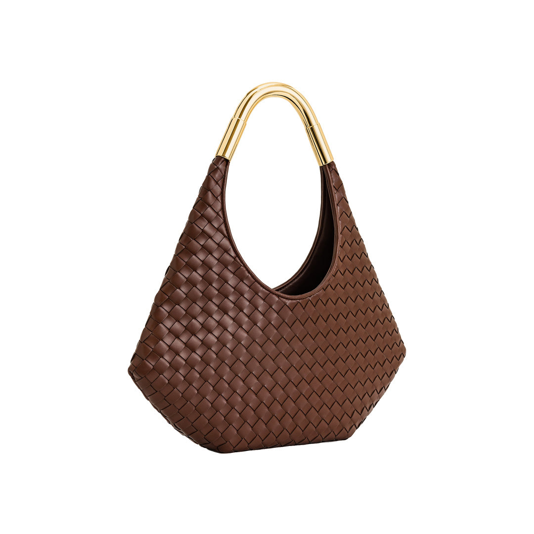 JW PEI Olivia Hand-Woven Metal Handle Hobo Bag - Brown
