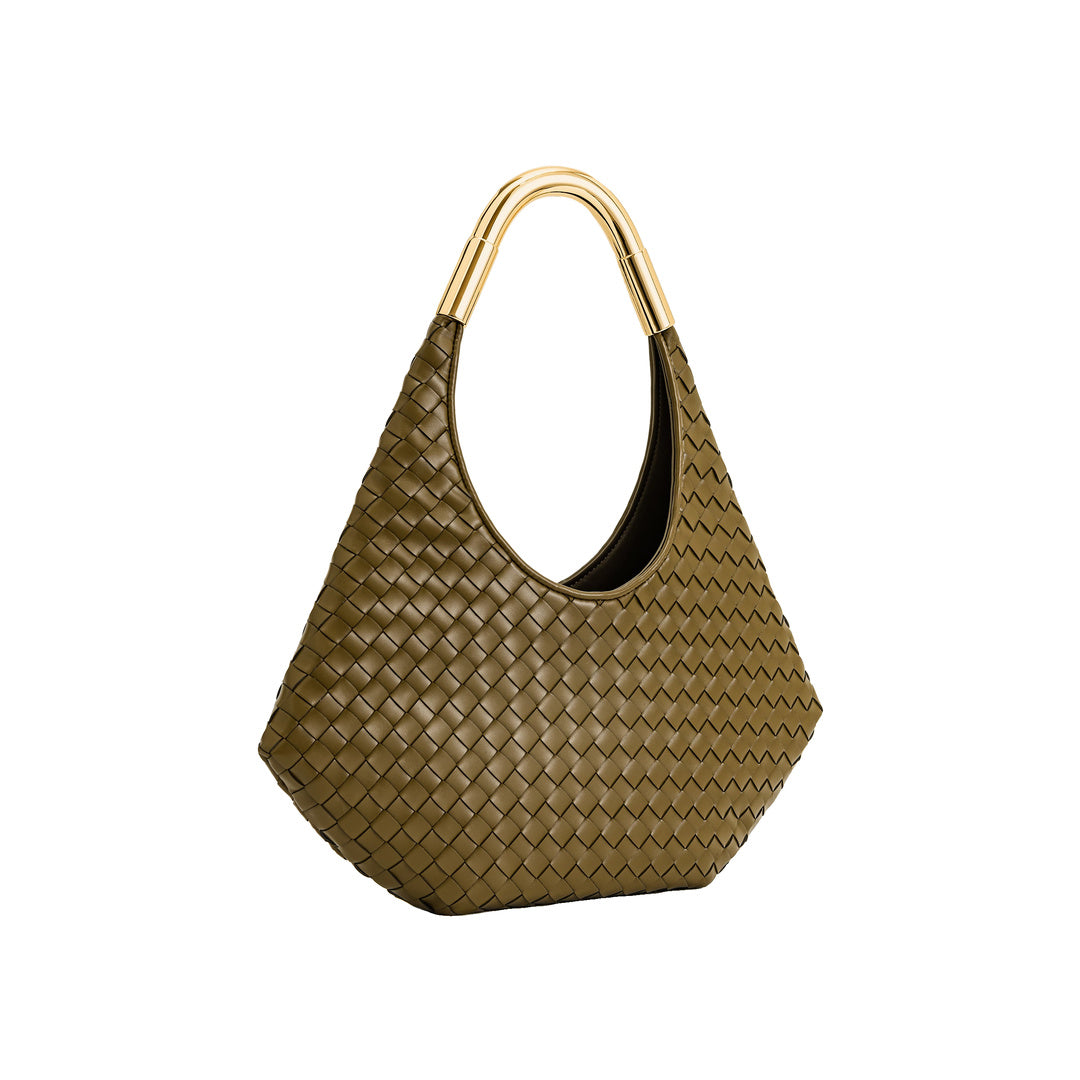 JW PEI Olivia Hand-Woven Metal Handle Hobo Bag - Olive Green