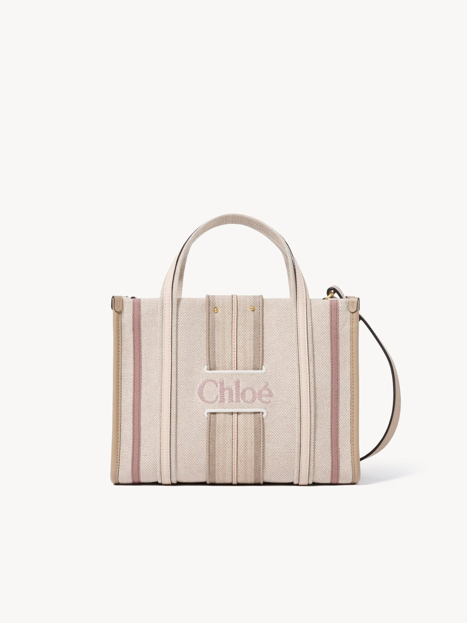 CHLOE Small Woody Loop tote bag in canvas Nude