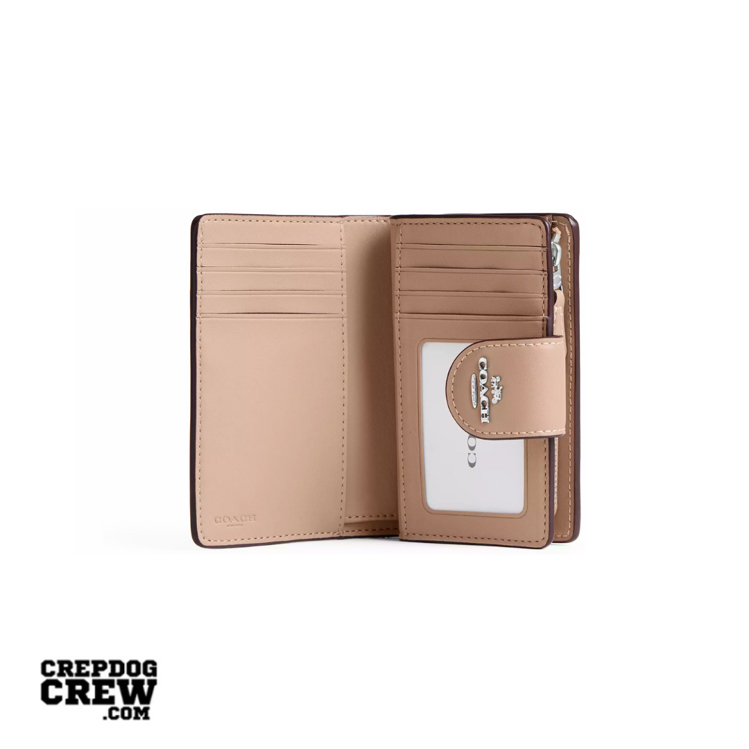 Coach Medium Corner Zip Wallet In Signature Canvas Silver