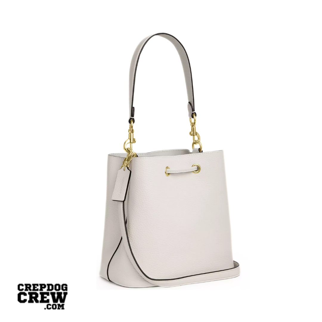 Coach Rowan Bucket Bag pebbled leather Gold Chalk