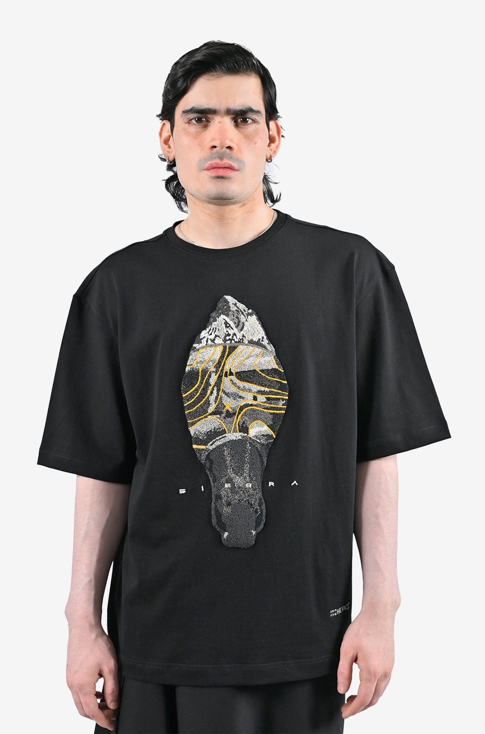 Tata Sierra x HUEMN hand-embroidered horse t-shirt