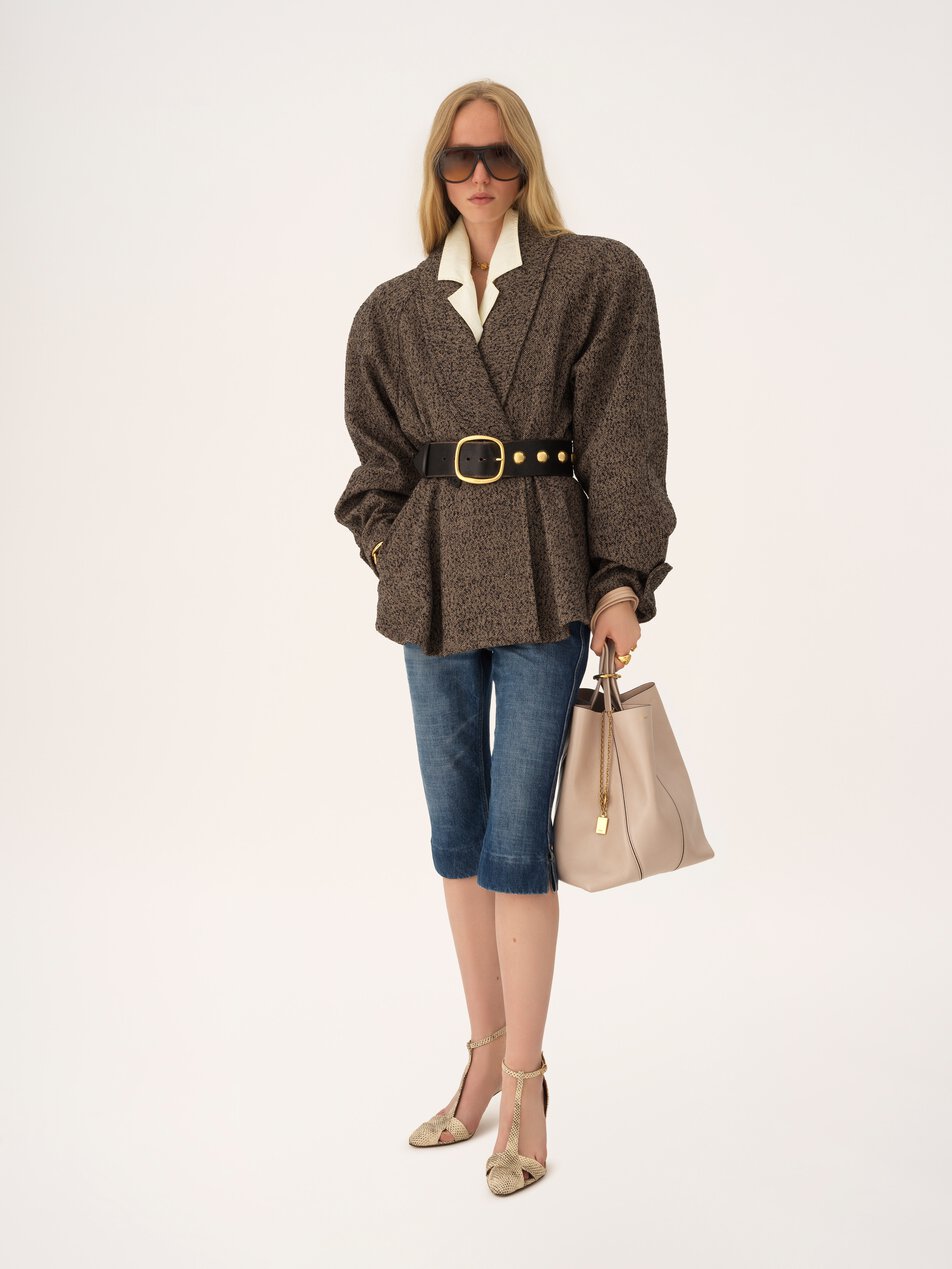 CHLOE Spin tote bag in grained leather Boyish Brown