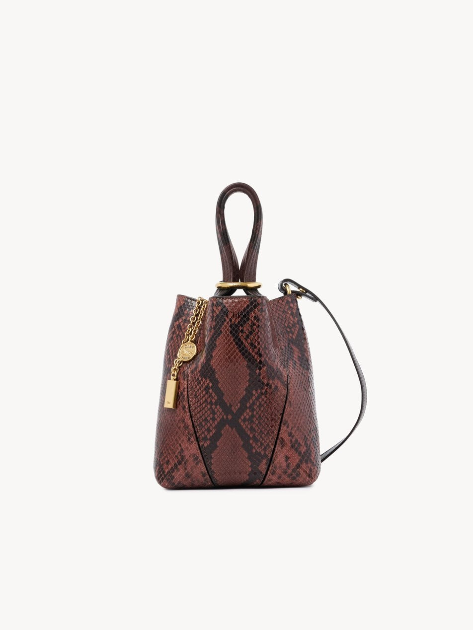 CHLOE Small Chloé Spin tote bag in python-effect leather Rosewood