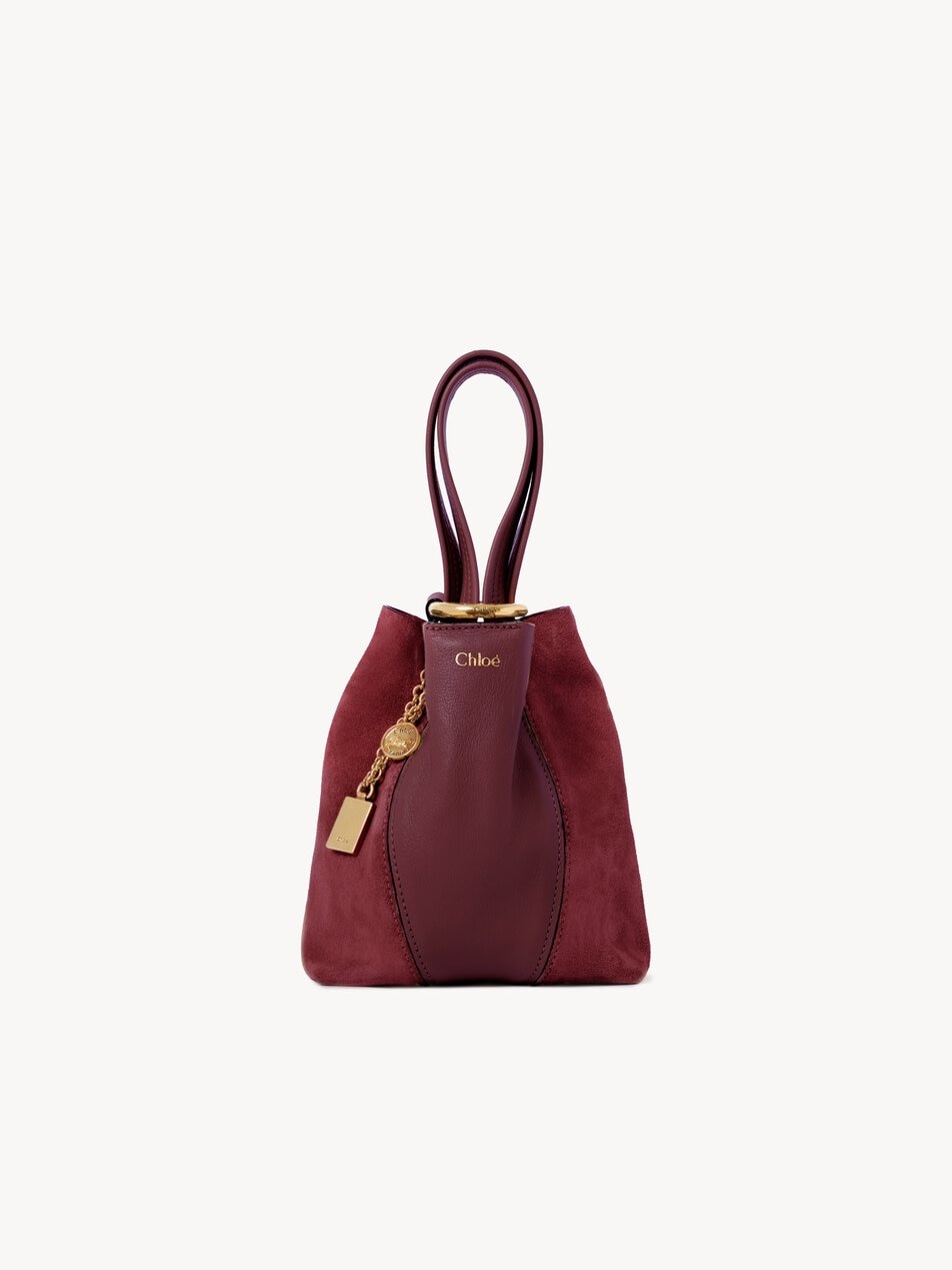 CHLOE Small Chloé Spin tote bag in suede & soft leather Burnt Red