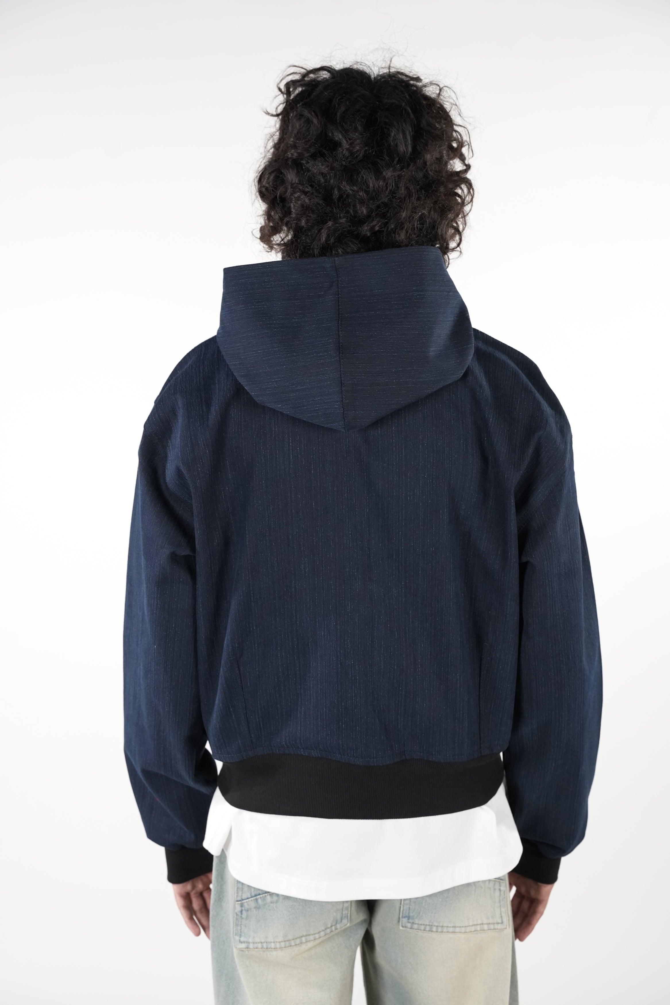 Black/Blue Slub Denim Hoodie RTW