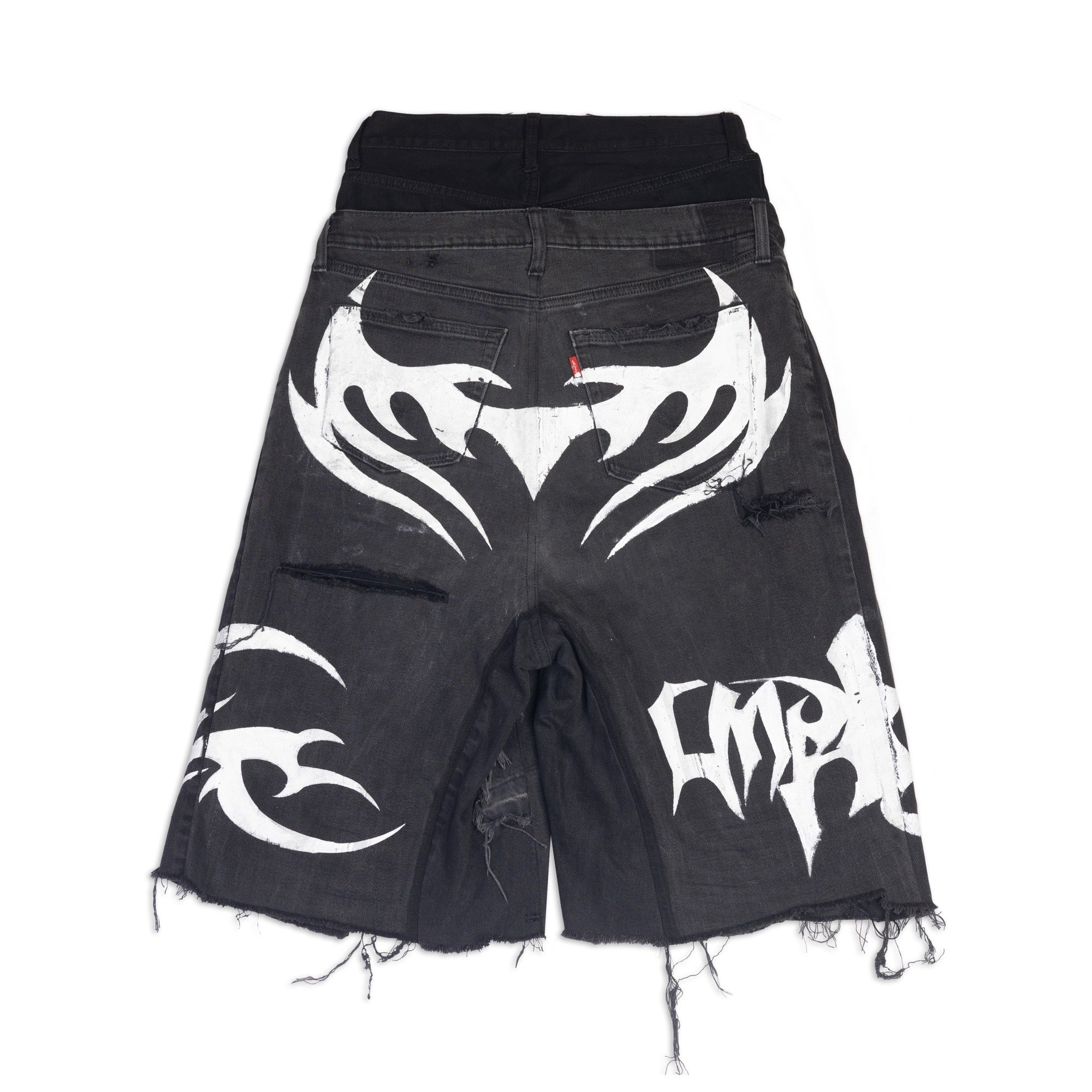 Nu Metal Denim Jorts Double Belt Black